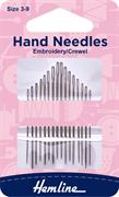 Embroidery/Crewel Hand Needle, Size 3-9, 16 pack